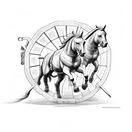 Roman War Chariot With Two Horses