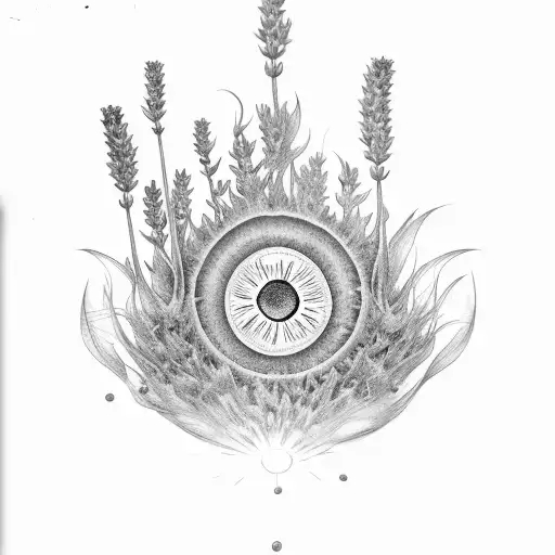 3 Sprigs Of Lavender With A Sun