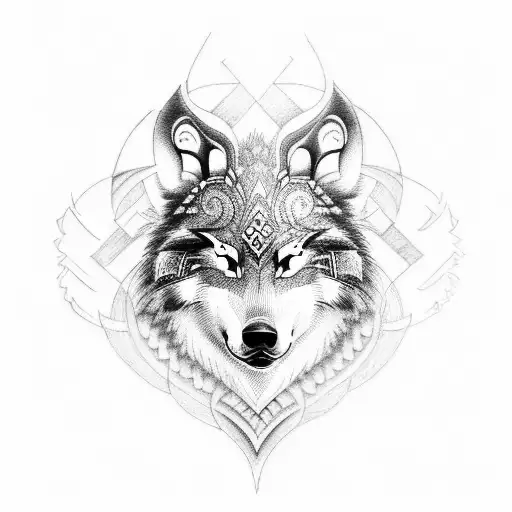 Polynesian Wolf Tattoo In Shoulder