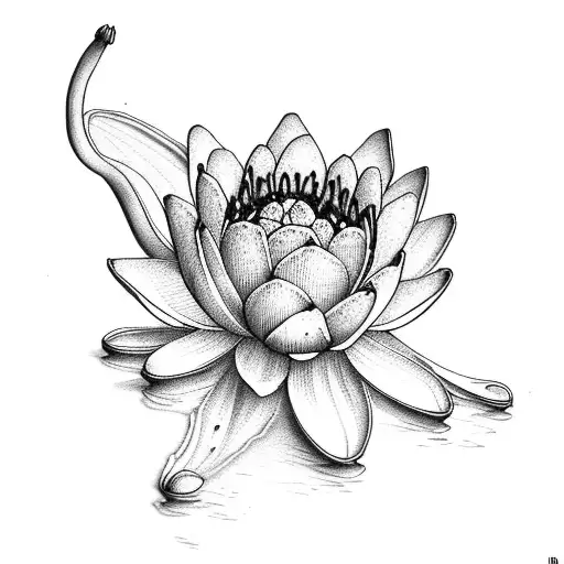 Fine Line Water Lily And Lily Of Valley