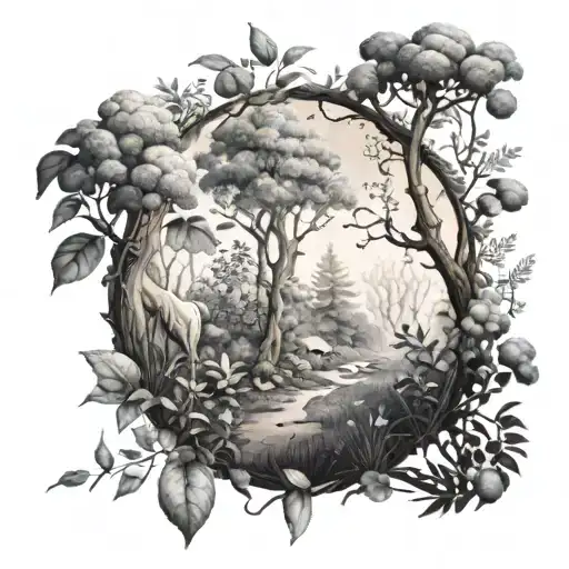 A Magical Forest Scene With Fairies And Eucalyptus Leaves