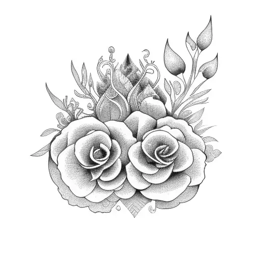 Floral Design With Psychedelic Men Arm