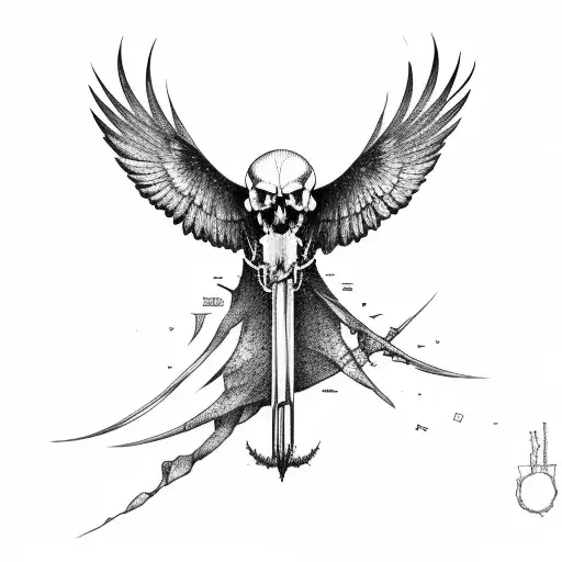 A Crow Catch A Humen Skull