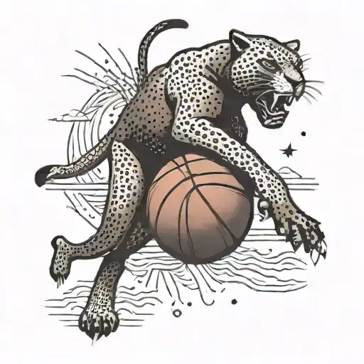 A Panther Playing Basketball On A Beach