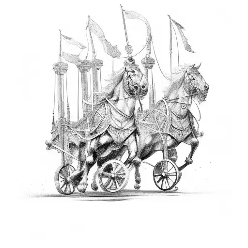 Roman War Chariot Cart With Two Horses