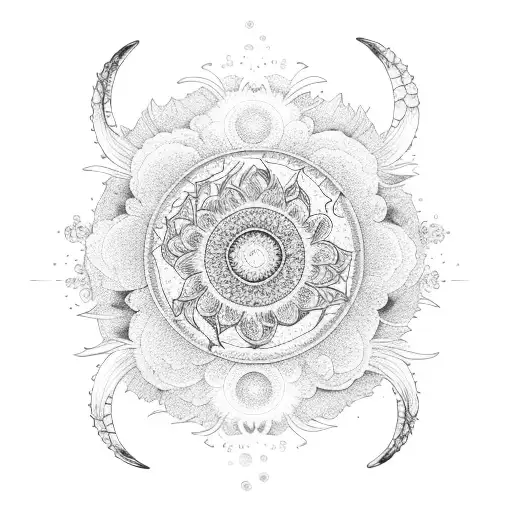 Sunflower And Moon And Koi Fish Yin And Yang