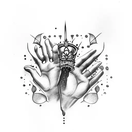 Female Hand With A Bloody Levitating Tiara