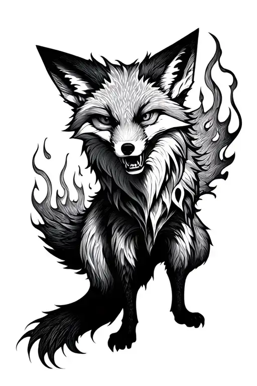 Angry Fire Fox Full Body