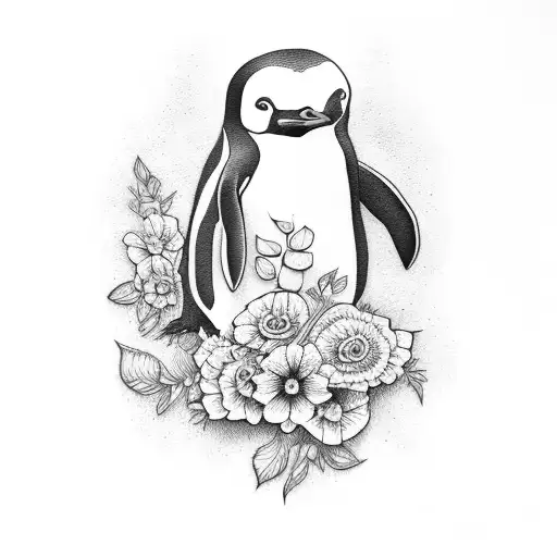 Penguin With Flowers
