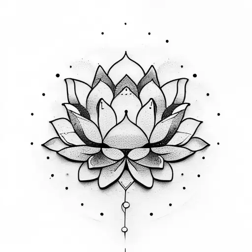 Lotus Flower Floating On Ripple Water With Roots In Water
