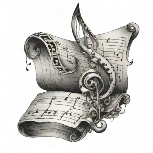 A Dotwork Tattoo Of A Love Letter Written In Music Notes