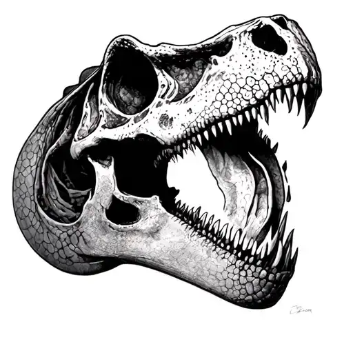 Dinosaur Skull And Line Work
