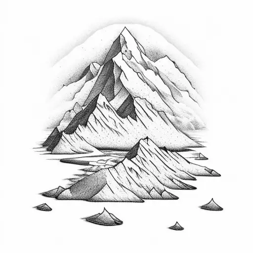 European Alps With Beach And Sailboat 3D Realistic