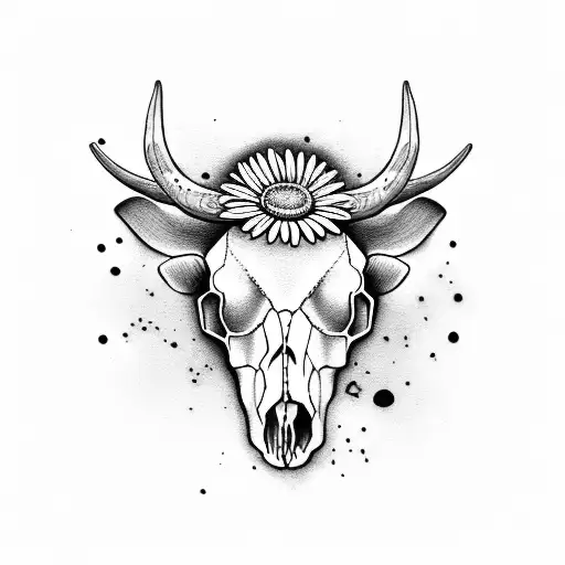 Cow Skull With Daisy
