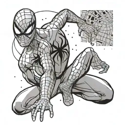 Illustrate Spider-man In A Stylized Comic Book Panel With Bold Lines And Shading