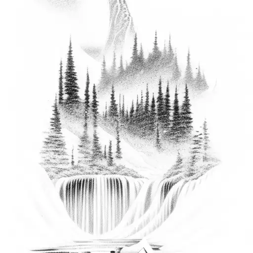 A Serene And Mystical Scene Of The Northern Lights Dancing Over An Icelandic Waterfall