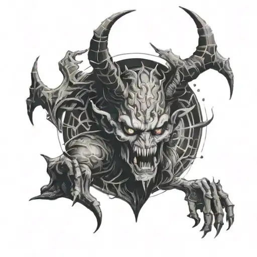 A Sinister Demon Emerging From A Portal To Another Realm