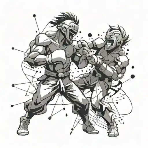 An Abstract Representation Of The Concept Of Fighting Using Anime Aesthetics