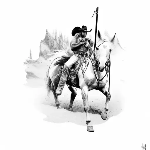 Outlaw Cowboy Riding A Bucking Horse