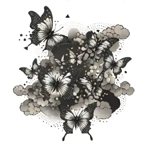 An Abstract Design Of Clouds And Butterflies Merging Together In A Mesmerizing Pattern