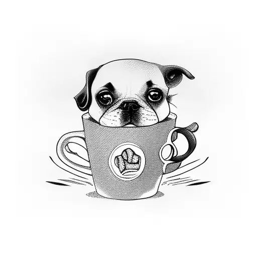 A Dog Riding A Motorcycle With A Coffee Cup In Its Paw