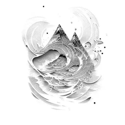 A Surreal Tattoo Of A Painter's Palette With Vibrant Colors Blending Into The Shape Of Ocean Waves