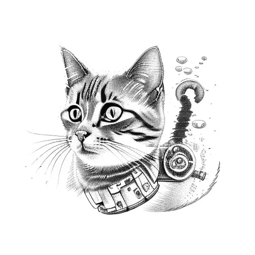 A Cat Working On A Car Engine