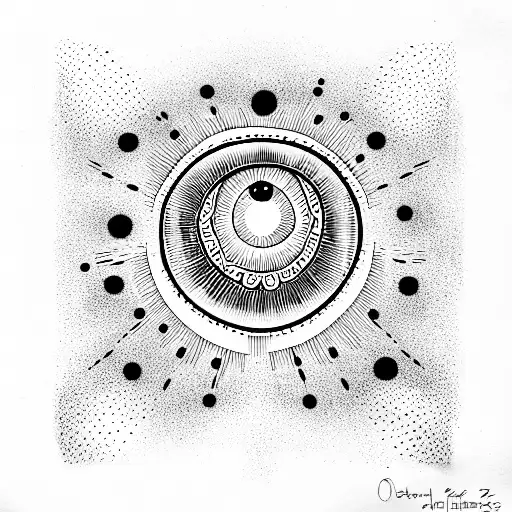 Black Abstract Sun With An Eye