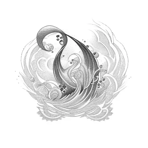 Wave Tattoo With Diamond Border