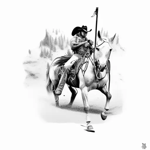 Outlaw Cowboy Riding A Bucking Horse