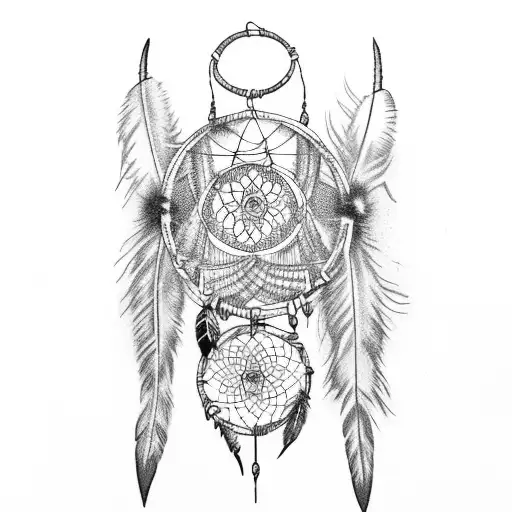 Dream Catcher With An Arrow And Feathers