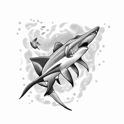 A Detailed Representation Of A Banjo Shark Swimming In The Ocean