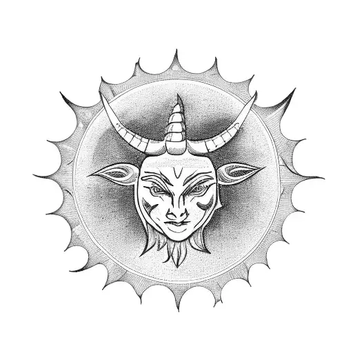 Horned God Symbol With The Circle As The Sun And Crescent Moon As The Moon