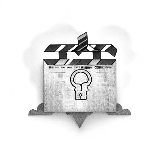 A Movie Clapperboard Merged With A Cybersecurity Lock Symbol