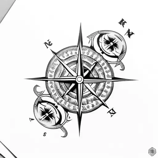 Arm Sleeve With Skull And Nordic Compass And Aces Over Eights Cards