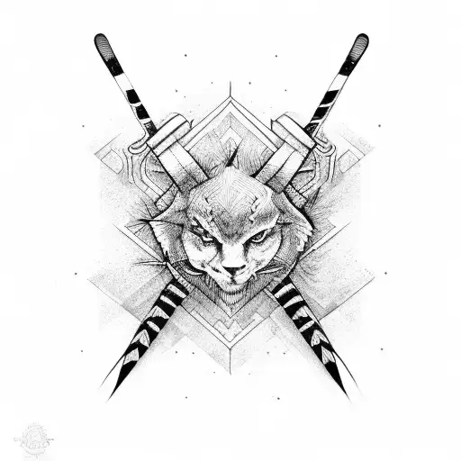Simple Line Work Black And White Hockey Stick