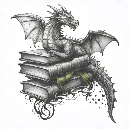 Dragon And Books Floating