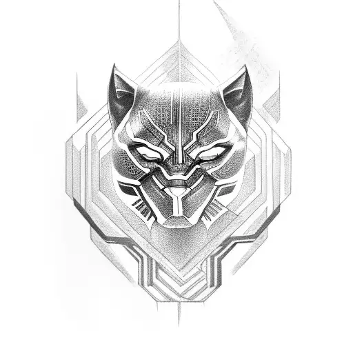 Black Panther With Blue Eyes Looking Over 3 Trophies