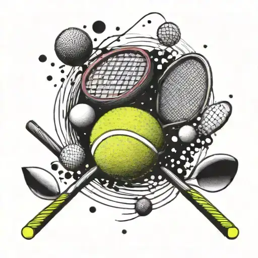 Abstract Design Combining Tennis Balls And Drumsticks