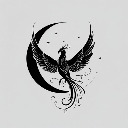 Moonlit Shadow of the Phoenix Tattoo idea