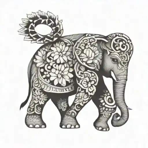 Elephant With Flowers