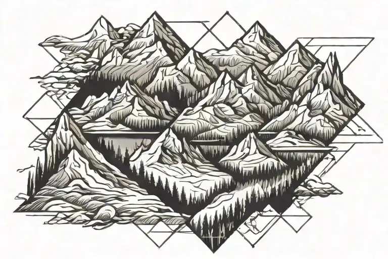 Double Diamond Mountains In On Side Skier Other Side