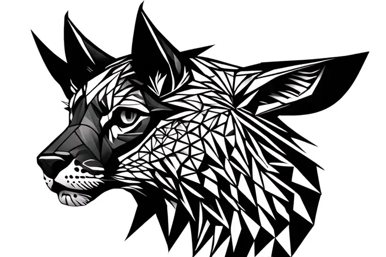 Geometric Animal Head With Full Background Black And White