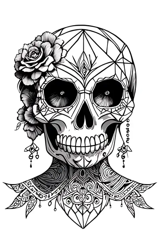 Santa Muerte Skull Demi Femme
