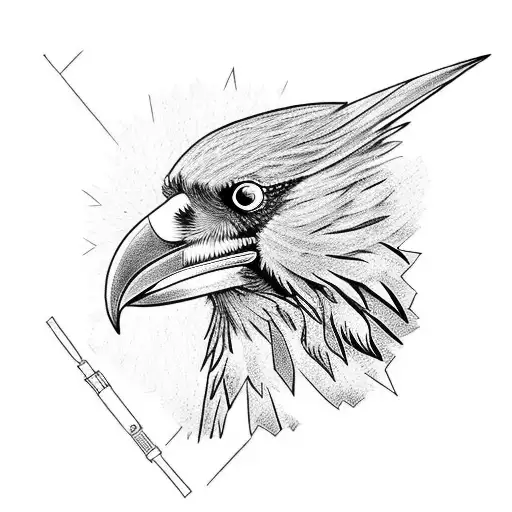 A Beautifully Detailed Sketch Of A Raven Perched On A Wrench