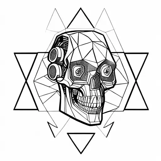 Futuristic Robotic Skull 45 Degree Angle To A Side Wearing A Virtual Reality Headset Coveredeyes