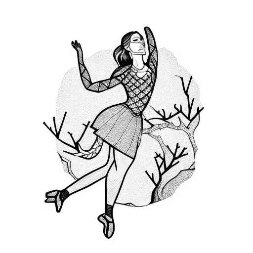 A Dancer Gracefully Leaping Over A Moonlit Forest