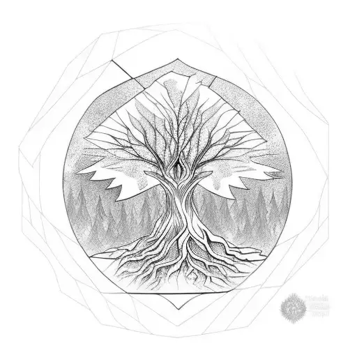 Tree Of Life With A Wolf