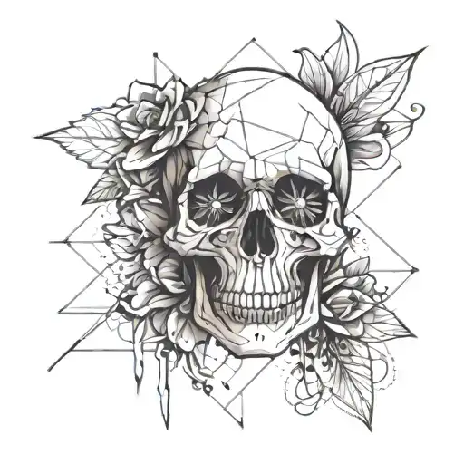 A Skull With Petals Falling From Its Eye Sockets Like Tears