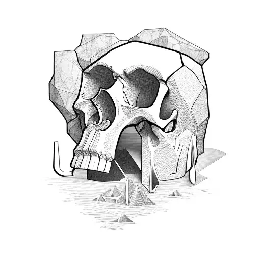Isometric Cave Man Homoerectus Enlongated Jaw Skull 45 Degree Angle To A Side